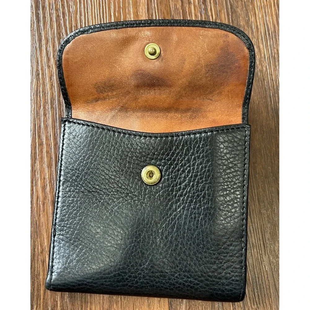Vintage Dooney & Bourke Black All Weather Leather AWL‎ Wallet Double Fold Snap